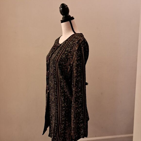 Just My Size Top Women's 22W/24W Green Asian Earthy Bohemian Evening Formal Y2K - Picture 3 of 9